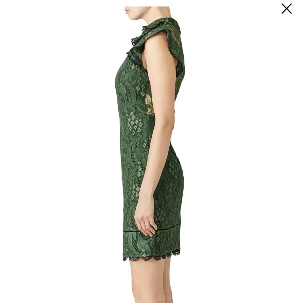 Anthropologie Adelyn Rae Green Lace Sheath Dress Flutter Sleeve Size S - Picture 2 of 11